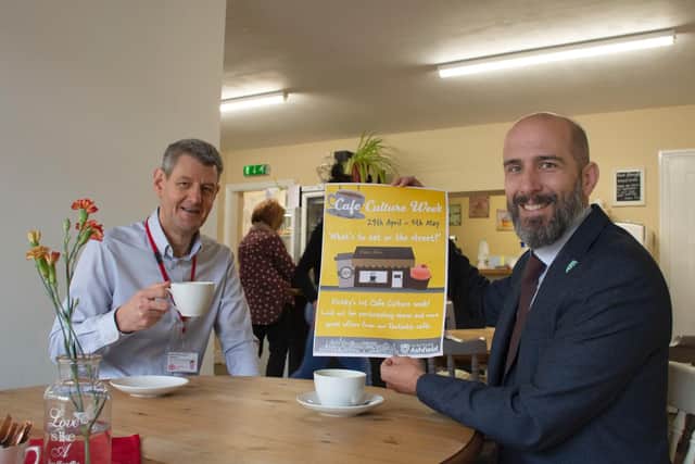 Trevor Middleton, Town Centres and Markets Manager, ADC and Robert Mitchell, Chief Executive of Ashfield District Council in The Tea Room in Kirkby.