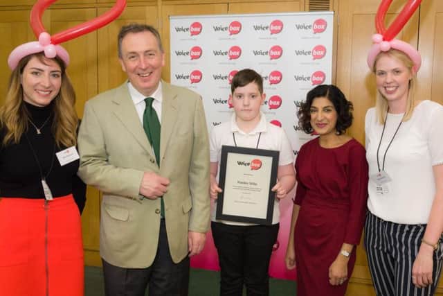 Kaiden Wiles. 11, took part in the Voice Box comedy awards in London