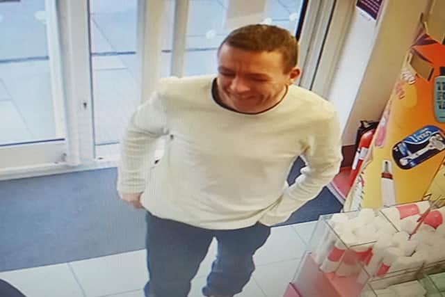 On April 11 a man entered a store on High Street West Glossop, concealed an item and made off without paying. Crime Ref: 19000184467