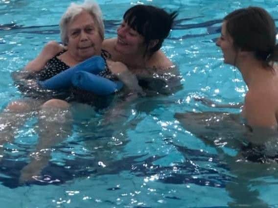 Hilda, care assistant Diane Lee and Jade Kennedy.