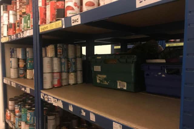 Empty shelves in the food bank.