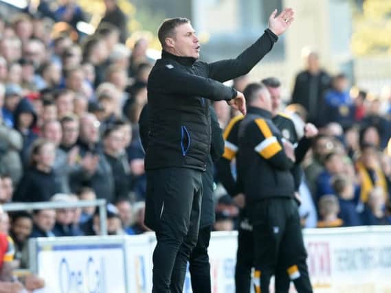 David Flitcroft gives out orders during the game with Newport.