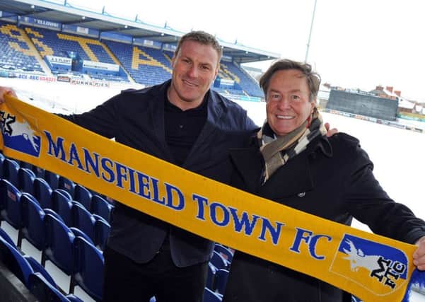 Mansfield Town owner, John Radford, with David Flitcroft at the One Call Stadium press call last year.