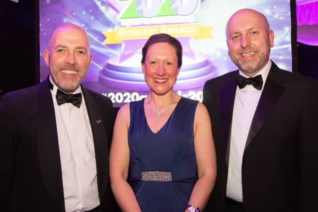 Mansfield and Ashfield 2020 chairman Russell Jones (left) with the awards co-ordinators, Michelle Errett and Mark Higginbottom.