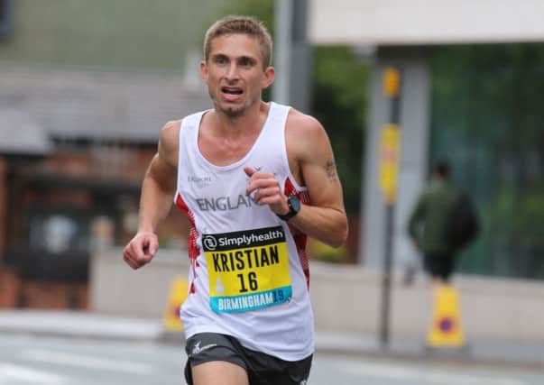 Kristian Watson in his England vest at the Great Birmingham 10K.