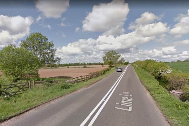 Lime Lane, Arnold, where the burnt out car was found.