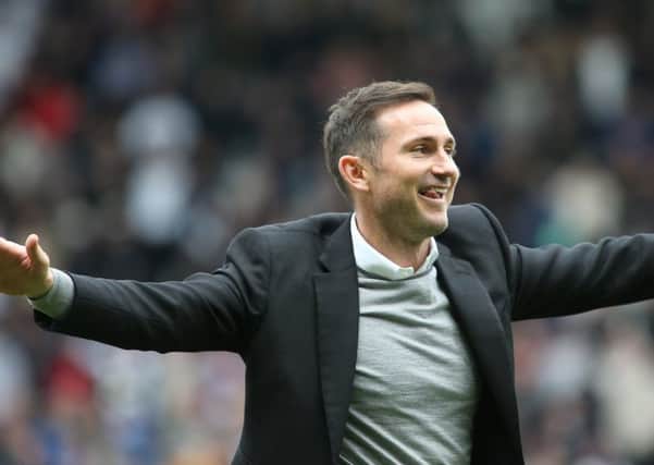 Frank Lampard celebates as Derby move to within one win of the Premier League.