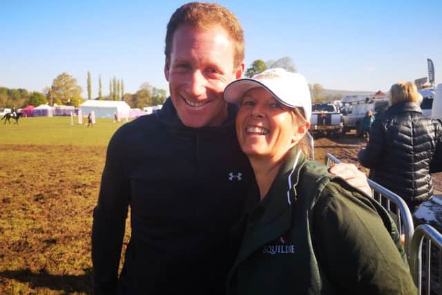 Helen Ward with Oliver Townend, an event rider at Badminton 2019.