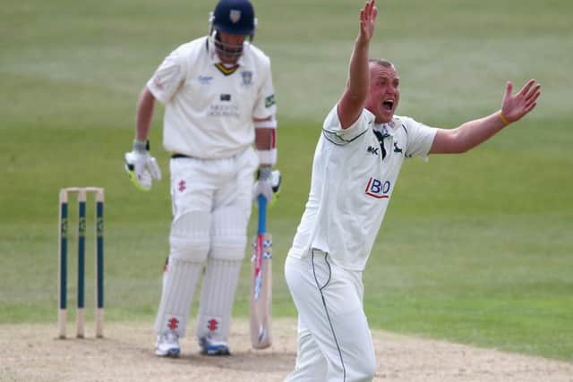 Luke Fletcher took a wicket on a tough day in the field for Nottinghamshire. (Photo by Clive Mason/Getty Images)
