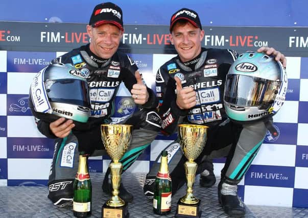 The Birchall brothers celebrate their double success in Hungary.