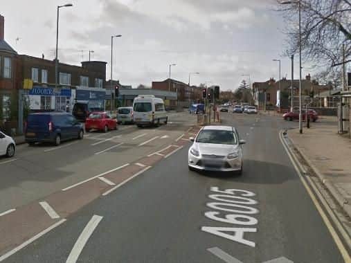 A6005 Queens Road  Station Road, Beeston, W bound