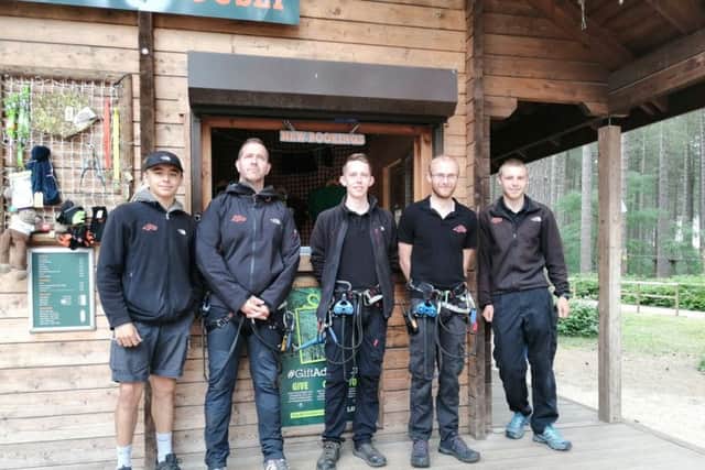 Rodell Buxton-Maung, Chris Wallace, Lewis Kirkby, James Allan and Chris Bills, Go-Ape instructors.