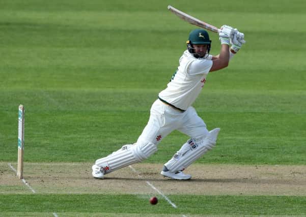 NOTTINGHAM, ENGLAND - APRIL 11:  Chris Nash of Nottinghamshire drives the ball during the Specsavers County Championship Division One match between Nottinghamshire and Somerset at Trent Bridge on April 11, 2019 in Nottingham, England. (Photo by David Rogers/Getty Images)