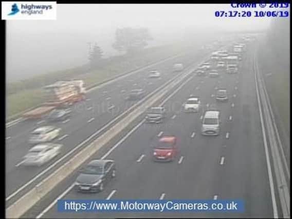 M16 junction 19 southbound this morning.