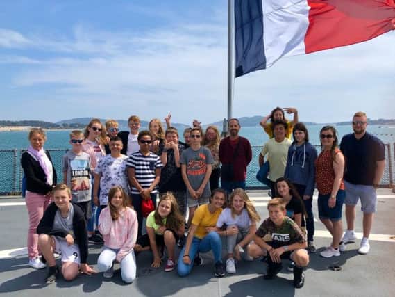 Students from Shirebrook and Toulon on the exchange trip to France.