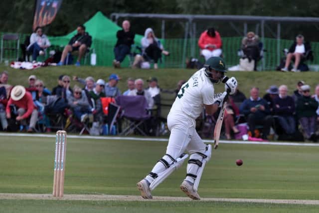 Notts batsman Steven Mullaney in action on day one at Welbeck