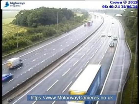 Junction 27 of the M1 southbound this morning.