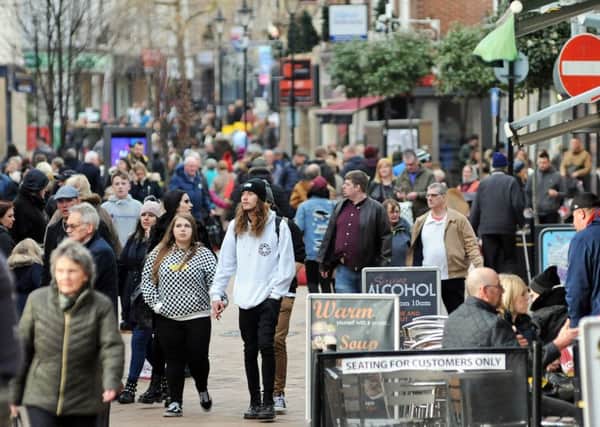 Shoppers in Mansfield town centre.