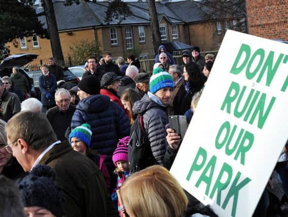 Residents protest at Berry Hill Park.