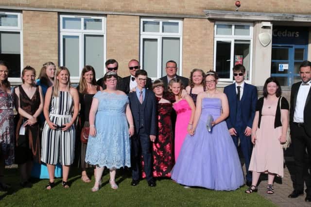 Pupils and staff ready for the prom.