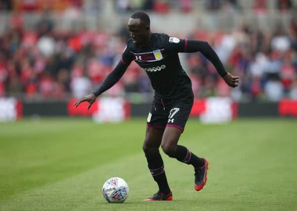 MIDDLESBROUGH, ENGLAND - MAY 12:  Albert Adomah of Aston Villa runs with the ball during the Sky Bet Championship Play Off Semi Final:First Leg match between Middlesbrough and Aston Villa at Riverside Stadium on May 12, 2018 in Middlesbrough, England.  (Photo by Alex Livesey/Getty Images)