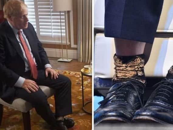 Boris Johnson pictured wearing the socks.