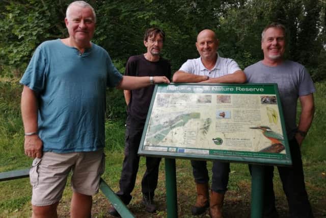 Councillor Philip Shields, Steve Horne of the Warsop Footpaths and Countryside Group, Andy Chambers, MDC parks development officers, and Andy Hollis of the Ecological Environmental and Social Regeneration group.