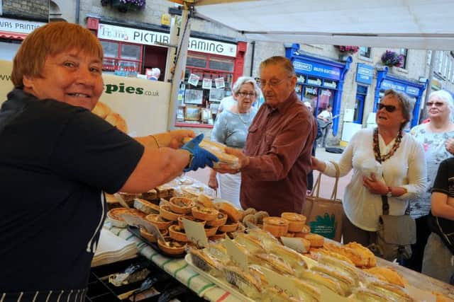 Bolsover Food and Drink Festival.Tricia Lees serves up pies from the Kevin's Pies stall.