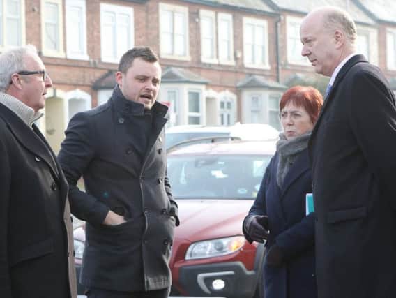 Ben Bradley with Chris Grayling in January at the A60 Sainsbury's junction