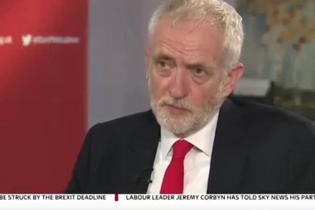 Jeremy Corbyn speaking with Sophie Ridge on a visit to Mansfield. Picture: Sky News.