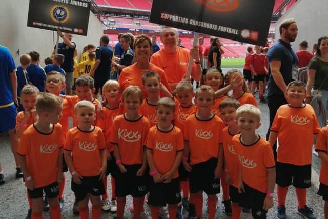 The proud Kixx Mansfield Academy children at Wembley Stadium.