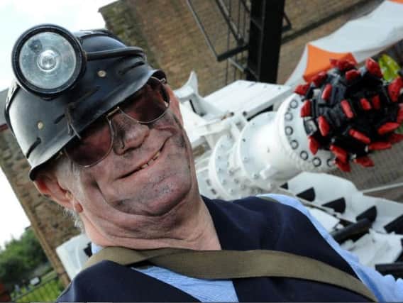 Former miner, David Cowpe, from Huthwaite, dressed up for his visit to the Pleasley Pit open day.