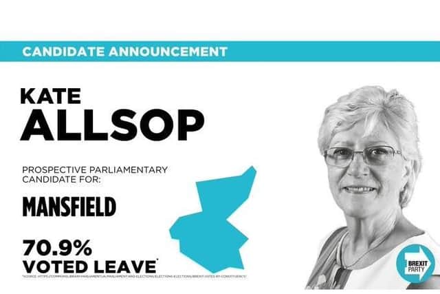 Kate Allsop will represent the Brexit Party.