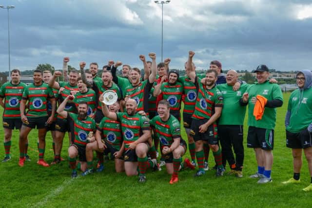 Sherwood Wolf Hunt celebrate their success against Birmingham Bulldogs.