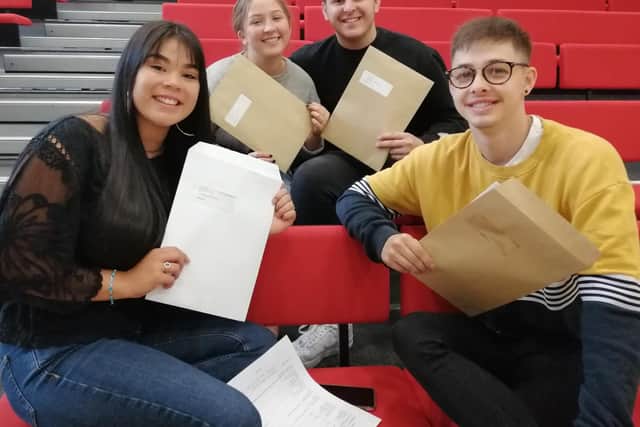 Samworth Church Academy pupils celebrate their results.
