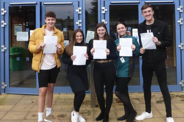 Ashfield School pupild celebrate their results.