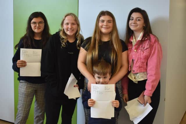 Joseph Whitaker pupils celebrate their results.