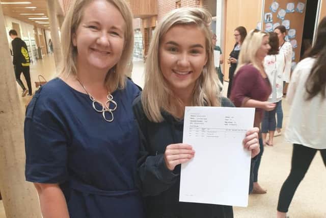 The Minster School pupil Lucy Tipple and her mum celebrate results day.