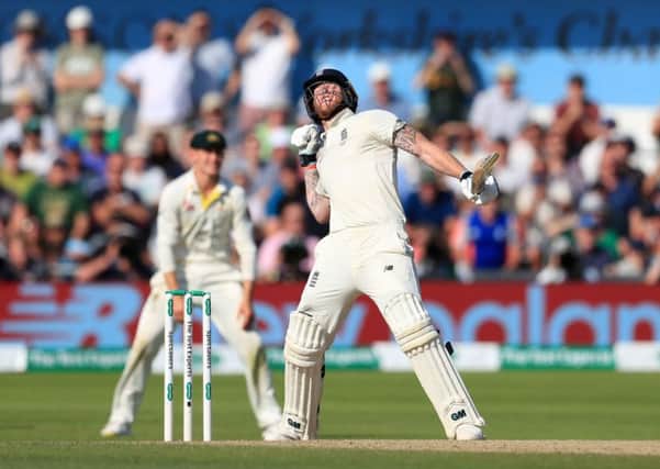 England's Ben Stokes celebrates winning the third Ashes Test match at Headingley, Leeds.