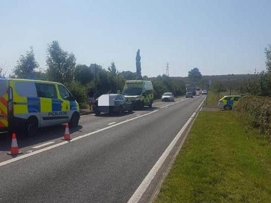 Common Lane after the crash. Pic from the Bolsover and Clowne Police SNT Facebook page.