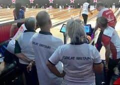 Diana with Team GB at bowling.