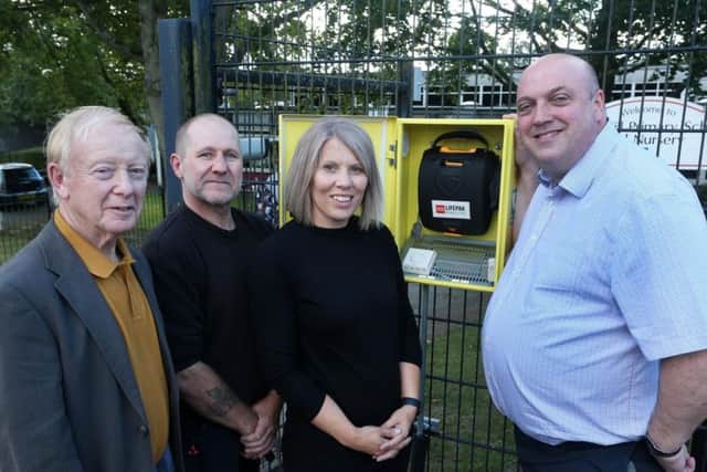 Councillor Roger Sutcliffe ,contractor Andy Bennett, Head of Berry Hill School Jaquline Hill, and Councillor Andrew Tristram.