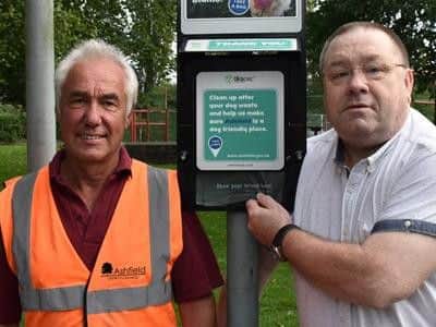 Mr Sands monitors the two bag dispensers on Welfare Park