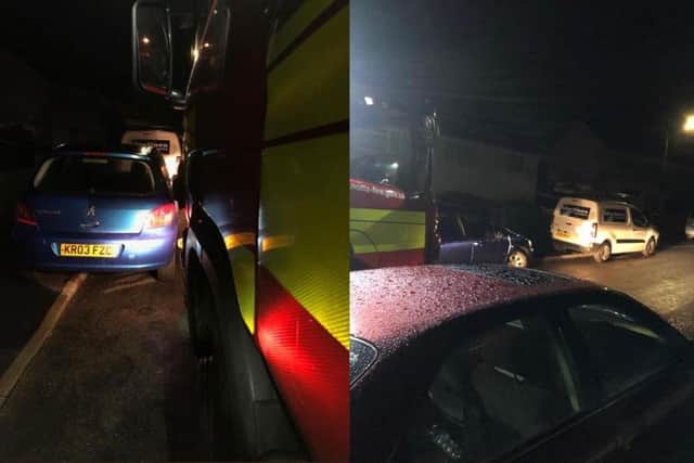 Cars blocked fire engine