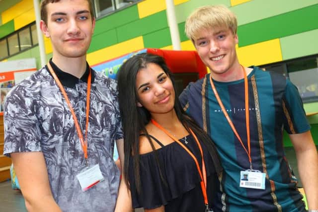 Students Mike Higginson, Paola Moreira-Rubino and Sam Howlett.