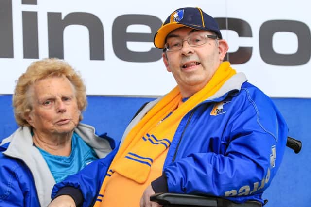 Picture John Hobson/AHPIX LTD, Sky Bet League Two, Mansfield Town v Scunthorpe United, One Call Stadium, Mansfield, UK, 07/09/19, K.O 3pmMansfield fans waiting for KOHoward Roe>07973739229
