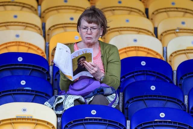 Picture John Hobson/AHPIX LTD, Sky Bet League Two, Mansfield Town v Scunthorpe United, One Call Stadium, Mansfield, UK, 07/09/19, K.O 3pmMansfield fans waiting for KOHoward Roe>07973739229