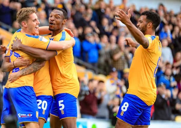 Picture John Hobson/AHPIX LTD, Sky Bet League Two, Mansfield Town v Scunthorpe United, One Call Stadium, Mansfield, UK, 07/09/19, K.O 3pm

Danny Rose and Mansfield players celebrate after making it 2-0

Howard Roe>07973739229