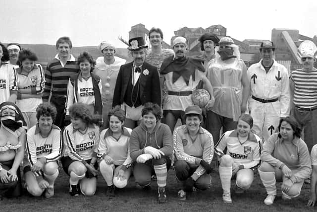 1985: Firemen and ladies from Blidworth go head to head in a charity football match. Are you on this picture?