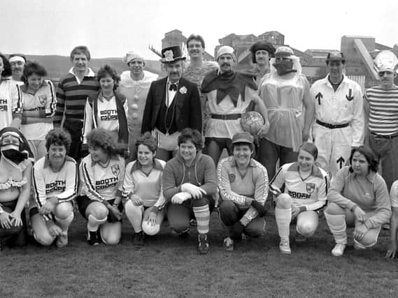 1985: Firemen and ladies from Blidworth go head to head in a charity football match. Are you on this picture?